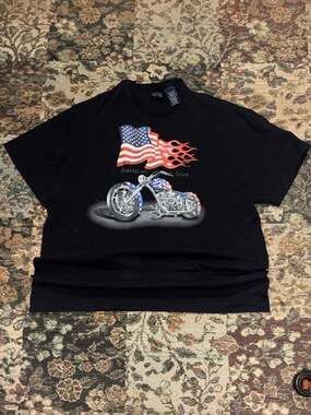 Vintage American Icon Motorcycle Graphic T-Shirt Black Size XL